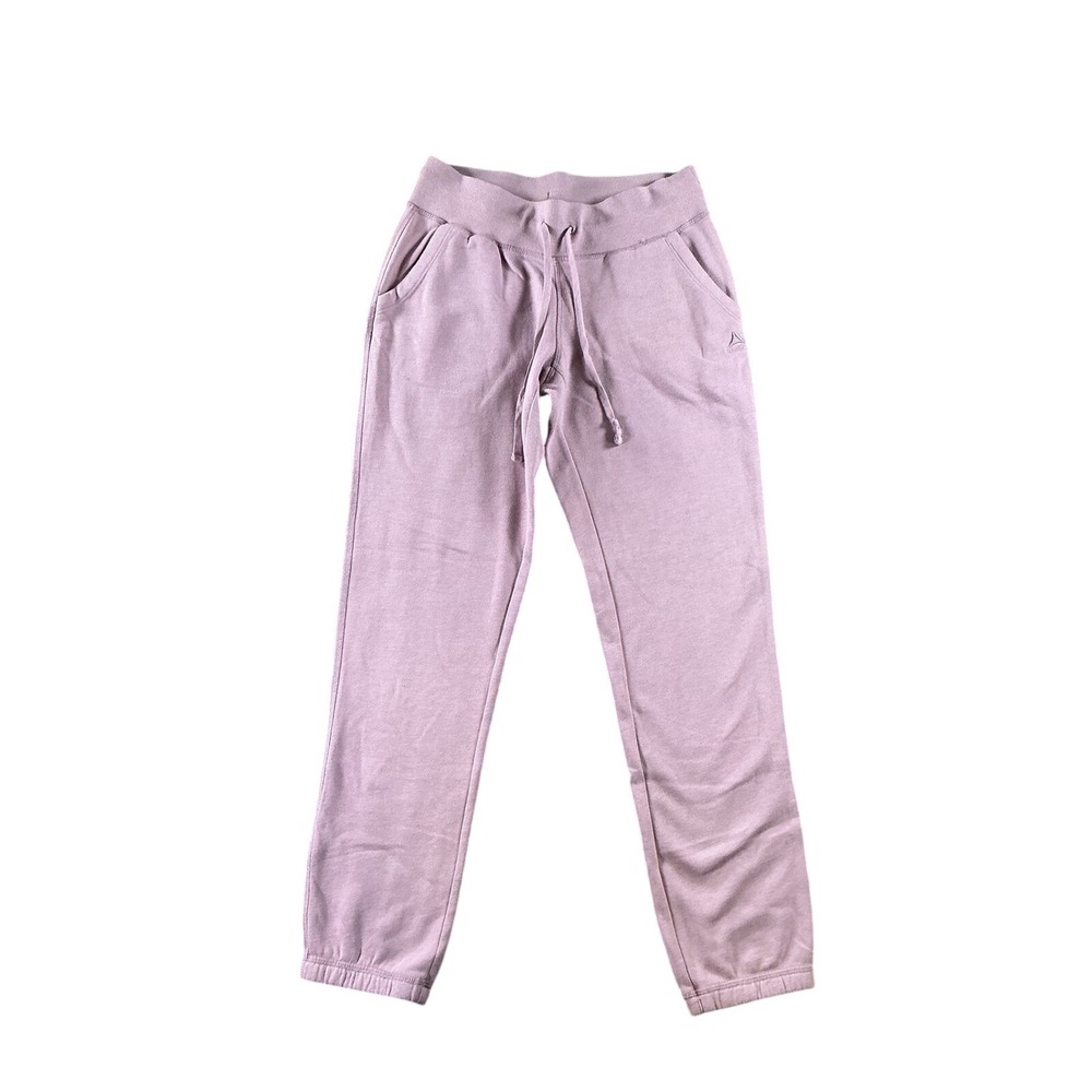 Reebok Womens Mauve Purple Fleece Lined Joggers Sweatpants Drawstring Pockets